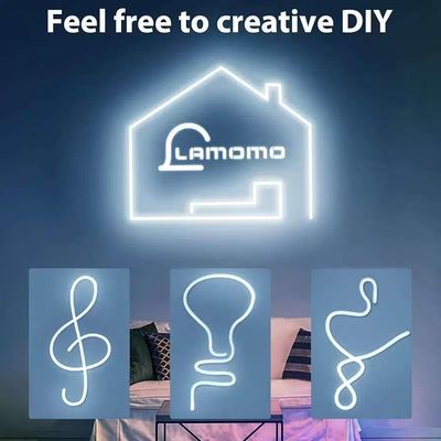 Lámparas de banda blanca LED de 16 ft / 5m Neon Light Strip 12V Flex Waterproof Neon LED Strip Silicona LED Neon Light para cocina dormitorio Decoración interior exterior Adaptador de alimentación No incluido
