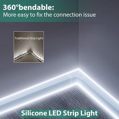 Lámparas de banda blanca LED de 16 ft / 5m Neon Light Strip 12V Flex Waterproof Neon LED Strip Silicona LED Neon Light para cocina dormitorio Decoración interior exterior Adaptador de alimentación No incluido