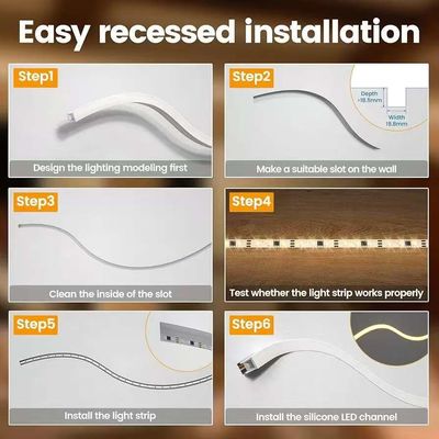 Exterior impermeable 12/24V Silicón LED Light Strip Para la decoración del hogar Neón LED Strip Lights Blanco 16.4ft/5m Neón Light Strip 12V Silicón impermeable Flexible LED Neón Lámparas de cuerda para el Festival de dormitorio