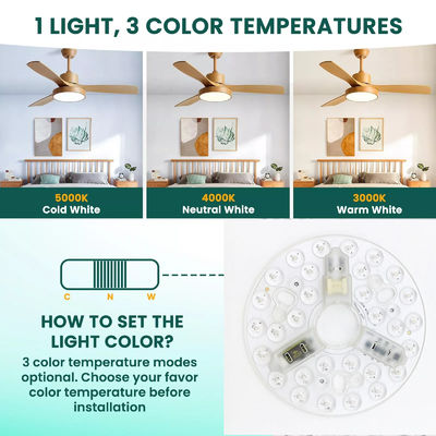ERP Rosh módulos LED 5CCT 12W / 18W / 24W DIP interruptor ventilador de luz de techo con poder de bruja reemplaza el módulo LED
