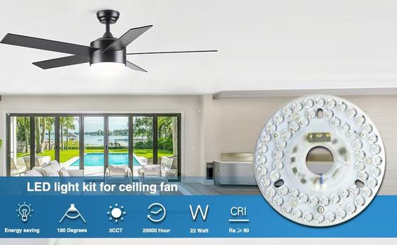 5CCT 18W/24W DIP Switch Ventilador de luz de techo con Witch Power reemplaza el módulo LED 120V Kit de actualización del panel del ventilador de techo con módulos DOB