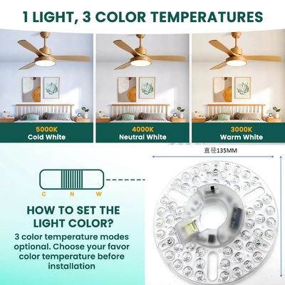 5CCT 18W/24W DIP Switch Ventilador de luz de techo con Witch Power reemplaza el módulo LED 120V Kit de actualización del panel del ventilador de techo con módulos DOB