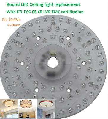 Luz de techo redonda LED de 270 mm con regulación de luz de reemplazo 120v Aluminio con certificado FCC,ETL,CB,CE,LVD,EMC